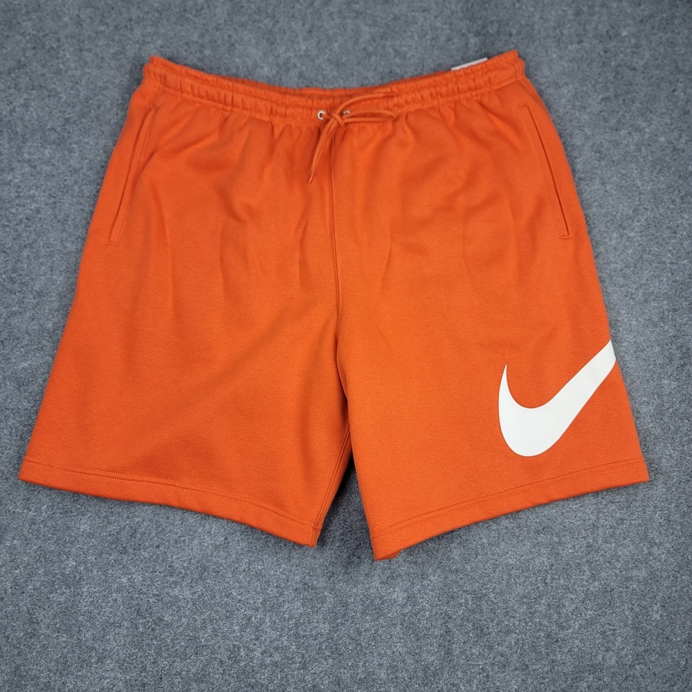 Nike Sportswear Club Fleece Shorts Mens XL Orange Big Swoosh FN3906-809